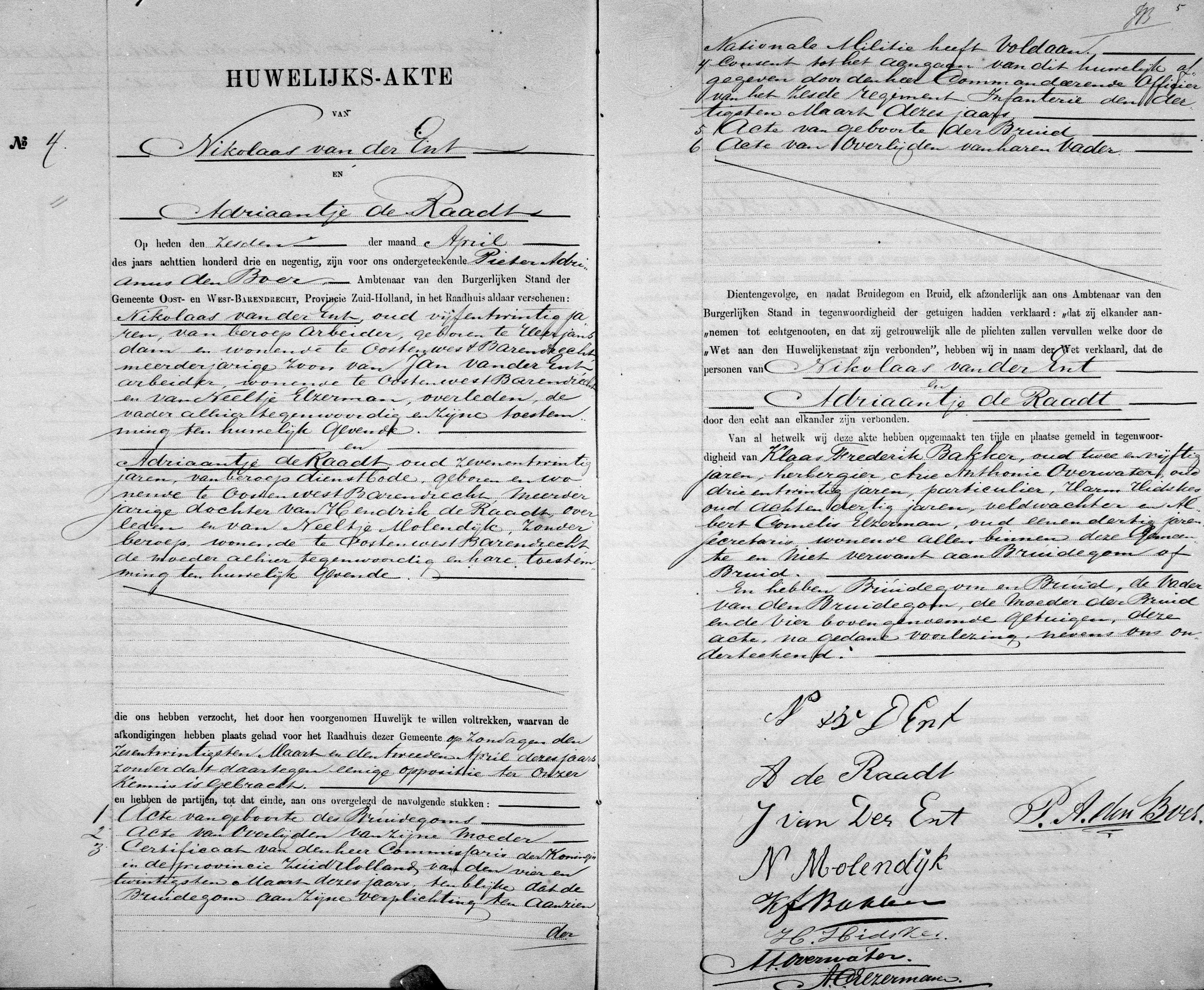 Bith-certificate Adrianus 1887